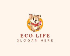 Cute Hamster Ice Cream logo design