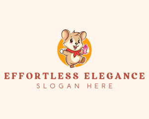 Cute Hamster Ice Cream logo design