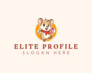 Cute Hamster Ice Cream logo design