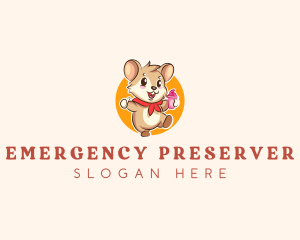 Cute Hamster Ice Cream logo design