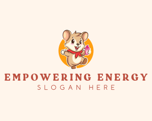 Cute Hamster Ice Cream logo design