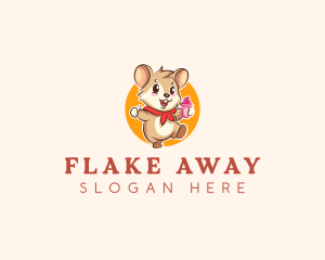 Cute Hamster Ice Cream logo design