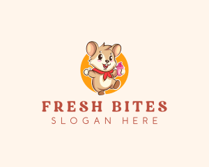 Cute Hamster Ice Cream logo design