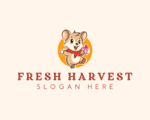 Cute Hamster Ice Cream logo design