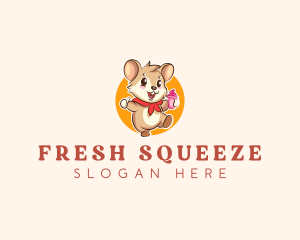 Cute Hamster Ice Cream logo design