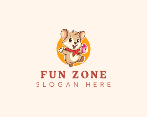 Cute Hamster Ice Cream logo design