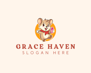 Cute Hamster Ice Cream logo design