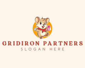 Cute Hamster Ice Cream logo design