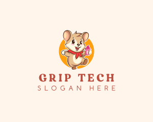 Cute Hamster Ice Cream logo design