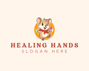 Cute Hamster Ice Cream logo design