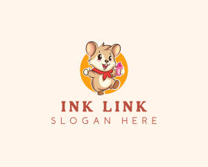 Cute Hamster Ice Cream logo design