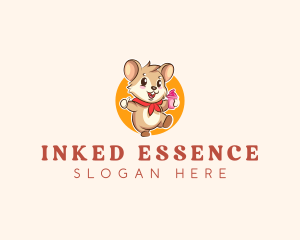 Cute Hamster Ice Cream logo design