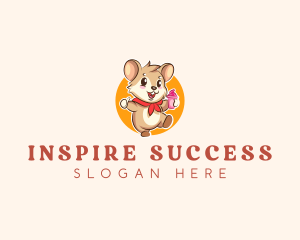 Cute Hamster Ice Cream logo design