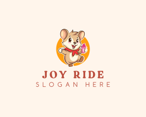 Cute Hamster Ice Cream logo design