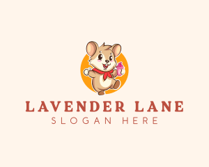 Cute Hamster Ice Cream logo design