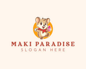 Cute Hamster Ice Cream logo design