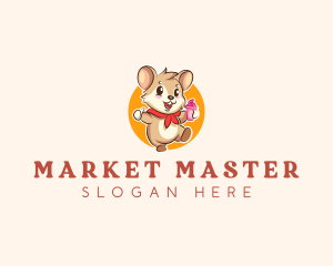 Cute Hamster Ice Cream logo design