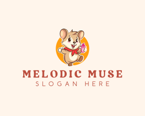 Cute Hamster Ice Cream logo design