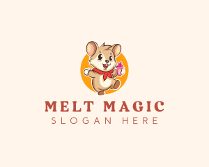 Cute Hamster Ice Cream logo design