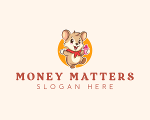 Cute Hamster Ice Cream logo design