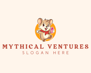 Cute Hamster Ice Cream logo design