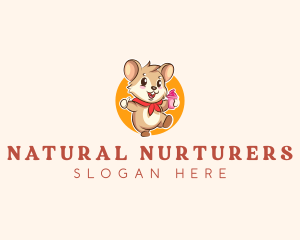 Cute Hamster Ice Cream logo design