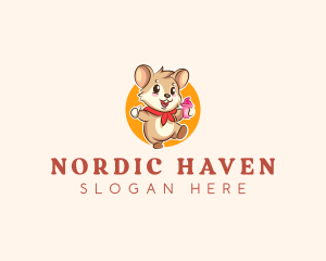 Cute Hamster Ice Cream logo design