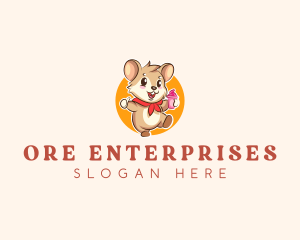 Cute Hamster Ice Cream logo design