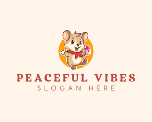 Cute Hamster Ice Cream logo design