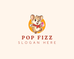 Cute Hamster Ice Cream logo design