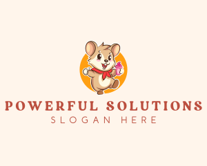 Cute Hamster Ice Cream logo design