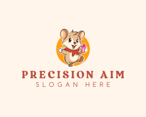 Cute Hamster Ice Cream logo design