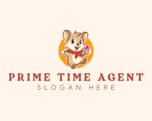 Cute Hamster Ice Cream logo design