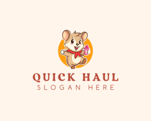 Cute Hamster Ice Cream logo design