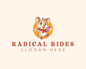 Cute Hamster Ice Cream logo design