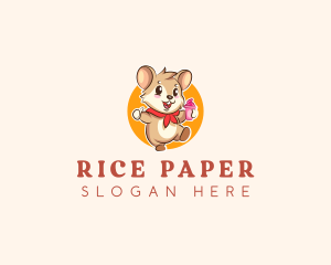 Cute Hamster Ice Cream logo design