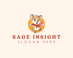 Cute Hamster Ice Cream logo design