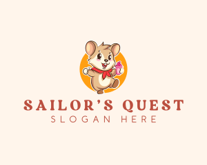 Cute Hamster Ice Cream logo design