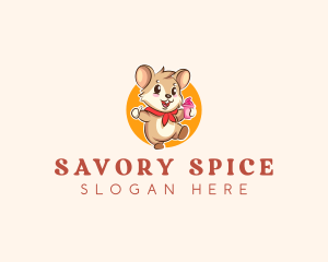 Cute Hamster Ice Cream logo design