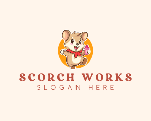 Cute Hamster Ice Cream logo design