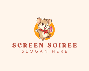 Cute Hamster Ice Cream logo design