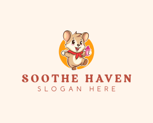 Cute Hamster Ice Cream logo design