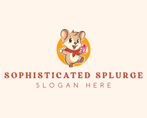 Cute Hamster Ice Cream logo design