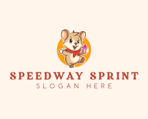 Cute Hamster Ice Cream logo design