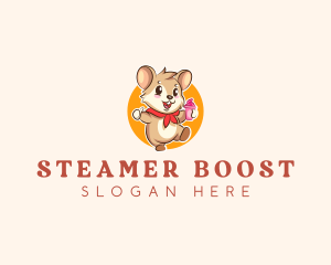 Cute Hamster Ice Cream logo design