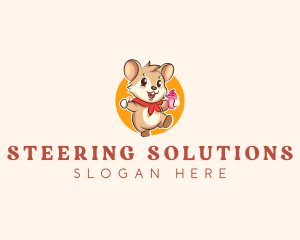 Cute Hamster Ice Cream logo design