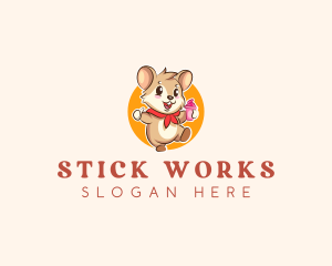 Cute Hamster Ice Cream logo design