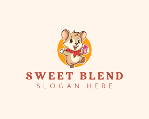 Cute Hamster Ice Cream logo design