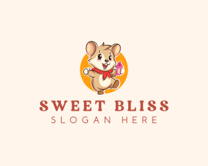 Cute Hamster Ice Cream logo design