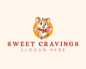 Cute Hamster Ice Cream logo design